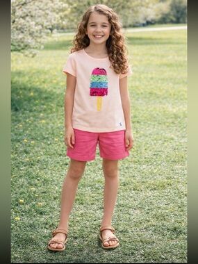 Joules Ts sparkle short sleeve shirt 11-12 Y popsicle summer